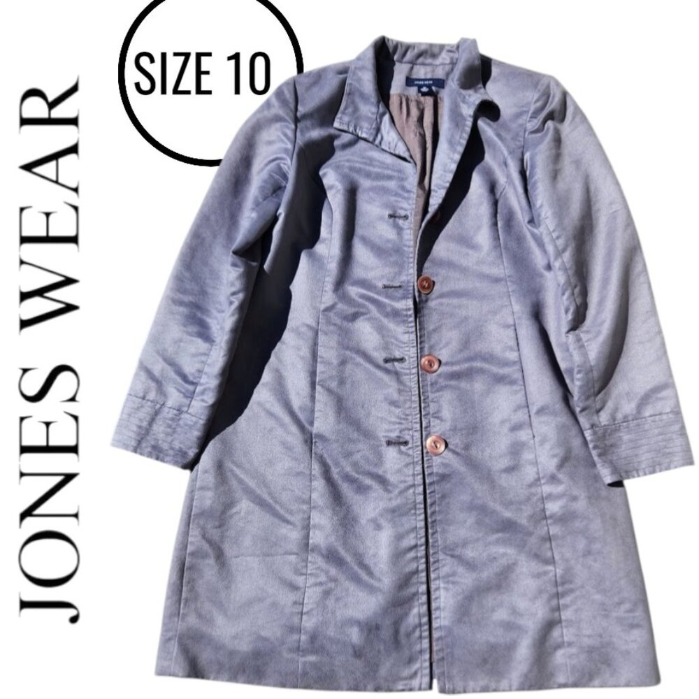 Jones Wear Jacket Lightweight Trench Coat Size 10 Women's Trenchcoat Soft Faux S